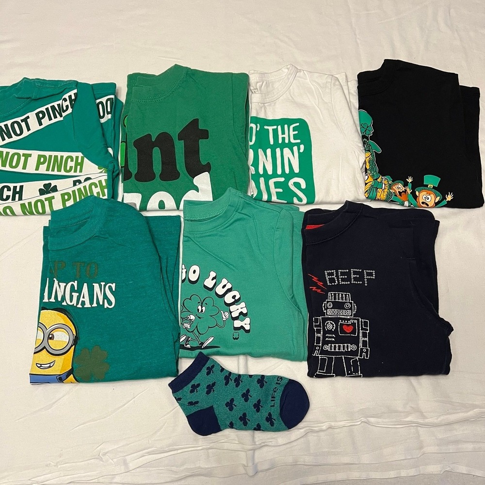 St. Patrick's Day and valentines T-Shirt and Sock Lot size 4t & 5t (2562)